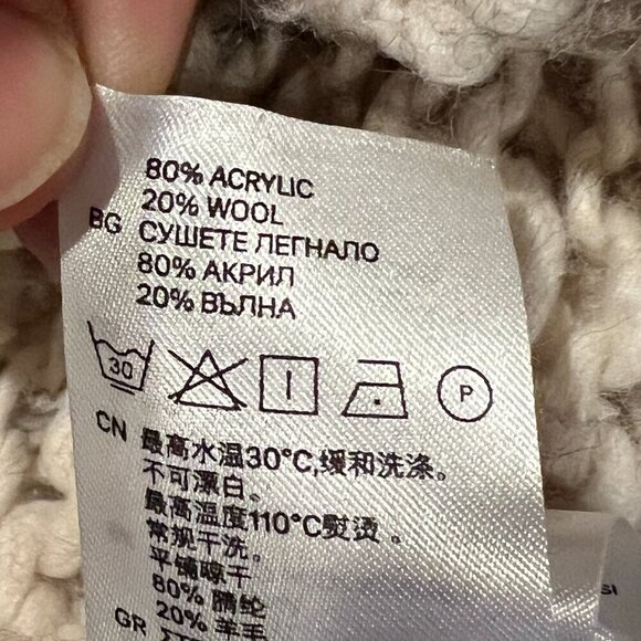 H&M Loose Knit Slouchy Oversized Wide‎ Neck Pullover Sweater XL Wool Blend - Picture 7 of 8